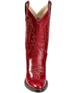 Old West Girls' Red Leather Western Boots - Pointed Toe -Children Boots Store 053C67 70 FT
