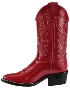 Old West Girls' Red Leather Western Boots - Pointed Toe -Children Boots Store 053C67 70 LT