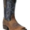 Ariat Boys' Tombstone Western Boots - Broad Square Toe -Children Boots Store 053D31 B8 P1