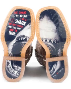 Tin Haul Boys' Tan And Red 8" Leather Western Boots - Square Toe  -Children Boots Store 2000228353 280 D2