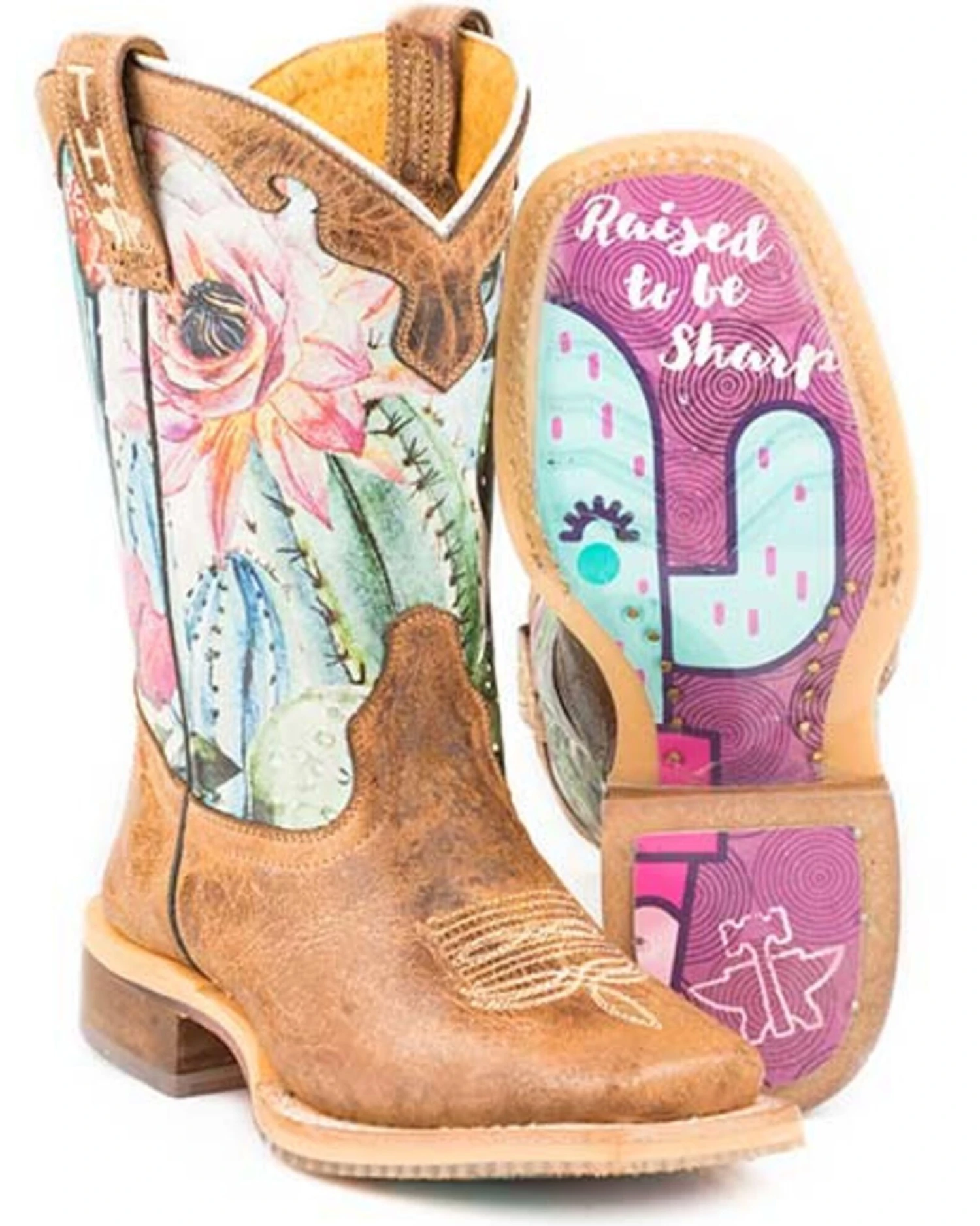 Tin Haul Girls' Cactilicious Embroidered Western Boots - Square Toe 5 Tin Haul Girls' Cactilicious Embroidered Western Boots - Square Toe - Image 3