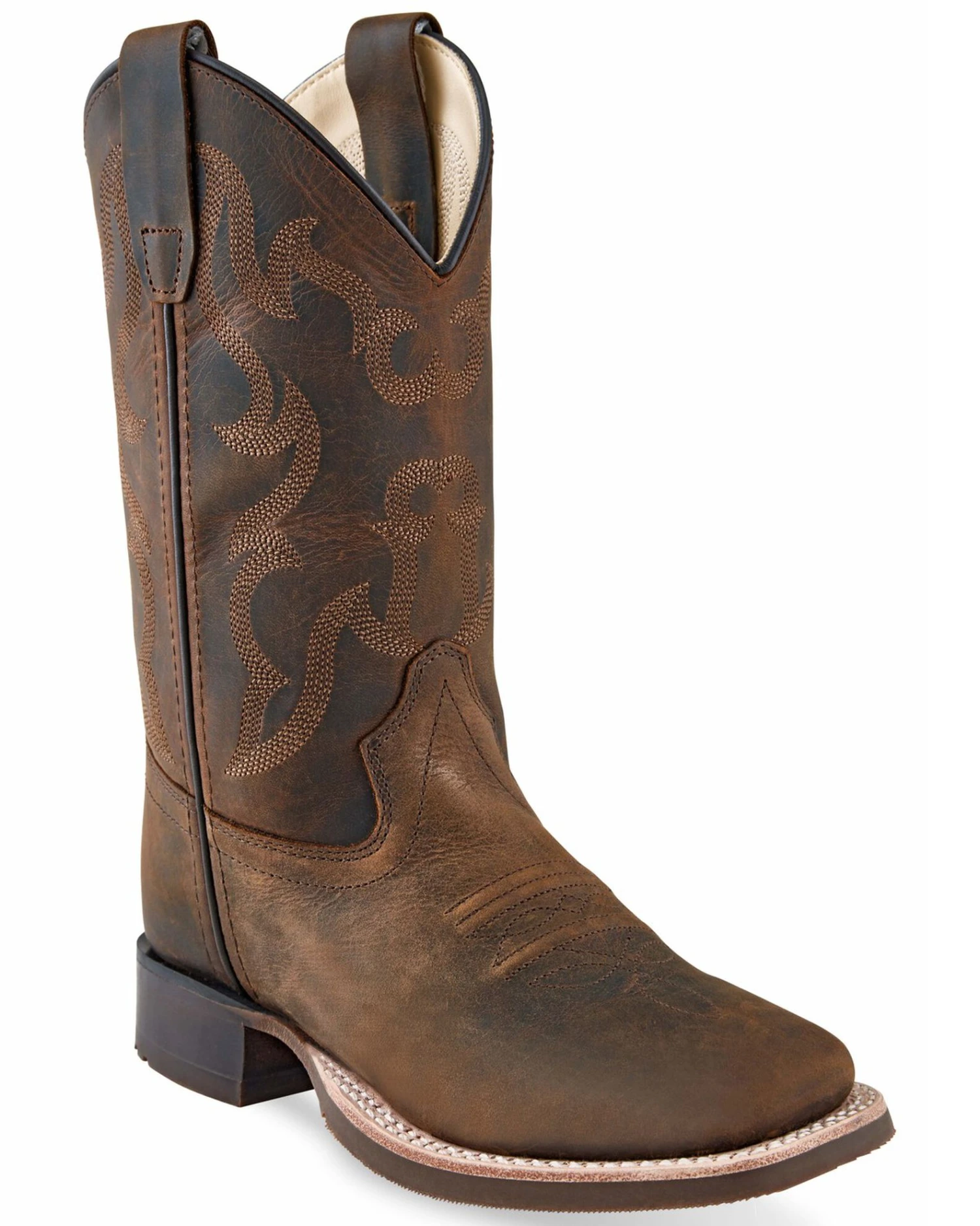 Old West Boys' Brown Western Boots - Broad Square Toe 3 Old West Boys' Brown Western Boots - Broad Square Toe