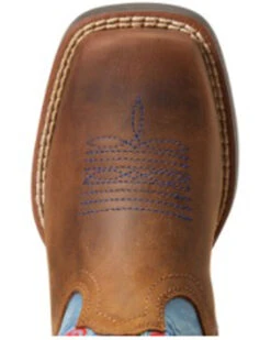 Ariat Boys' Double Kicker Easy Fit Distressed Western Boots - Broad Square Toe  -Children Boots Store 2000357334 200 P4