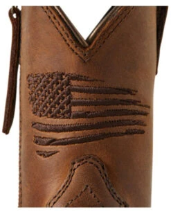 Ariat Boys' Anthem Patriot Easy Fit Distressed Brown Full-Grain Western Boot - Square Toe  -Children Boots Store 2000357345 200 P6