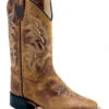 Old West Boys' Burnt Western Boots - Broad Square Toe -Children Boots Store 2000396105 280 P1